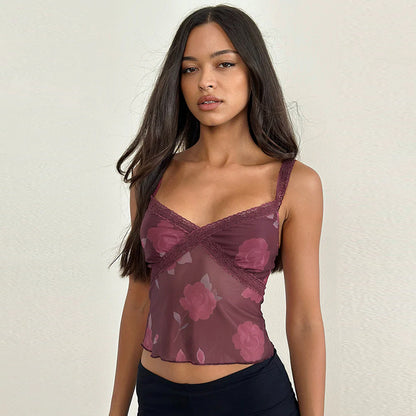 Dames Fleurs Dentelle Camisole Top Chic und Stil