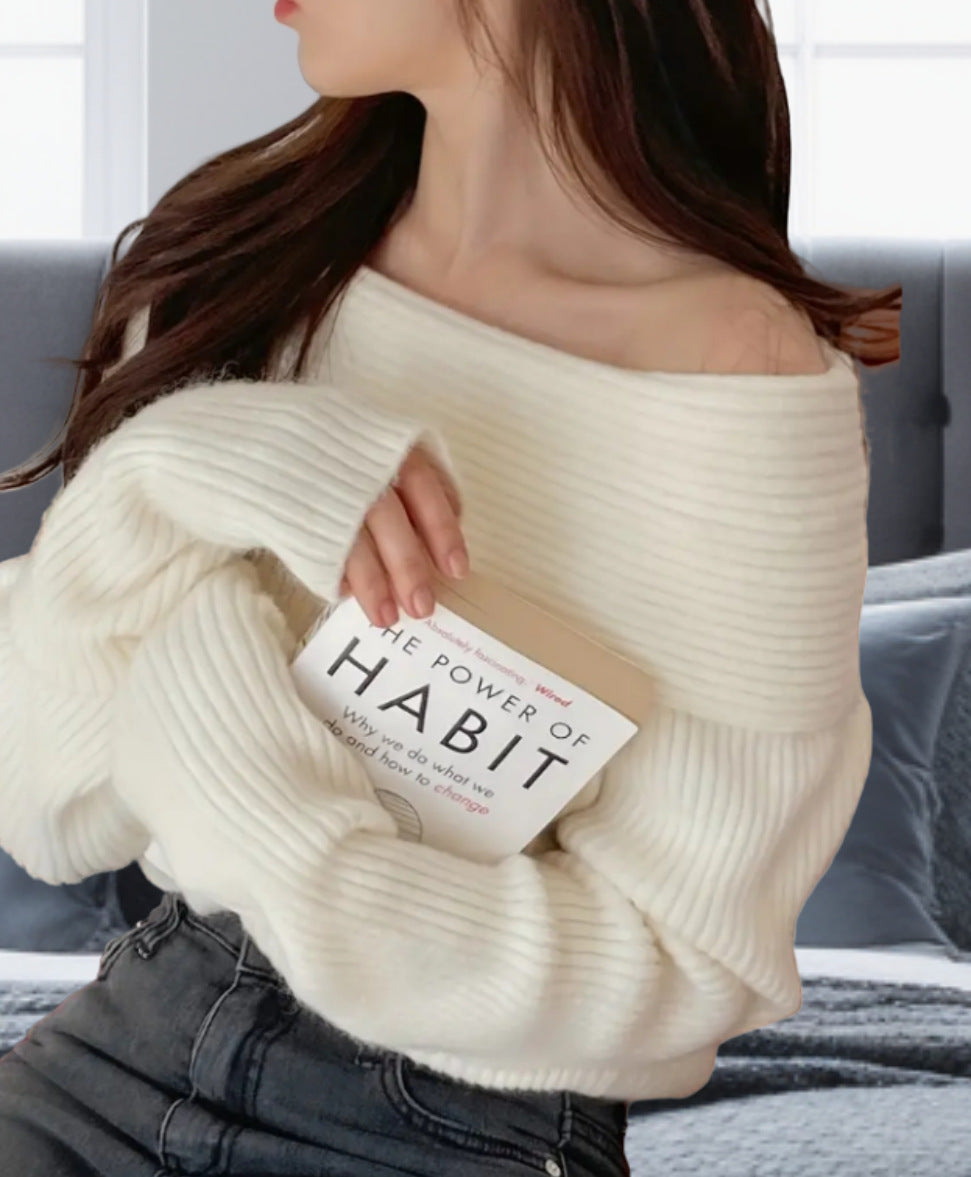 Pull en tricot off-shoulder pour femmes avec design côtelé élastique Chic und Stil