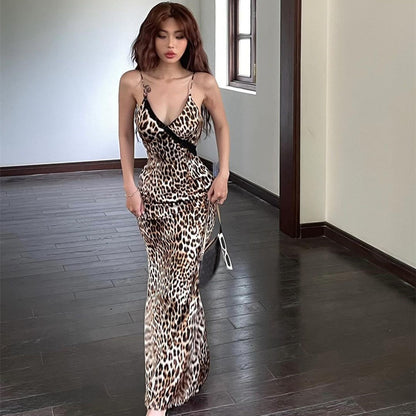 Dames Élégant Robe Maxi Imprimé Panther Chic und Stil