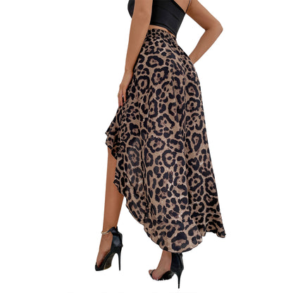 Jupe maxi pour femmes avec ourlet asymétrique et motif léopard Chic und Stil