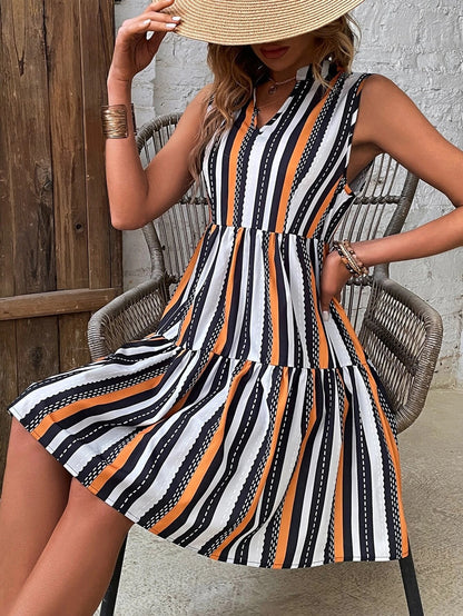Robe A-ligne sans manches rayée pour femme Chic und Stil