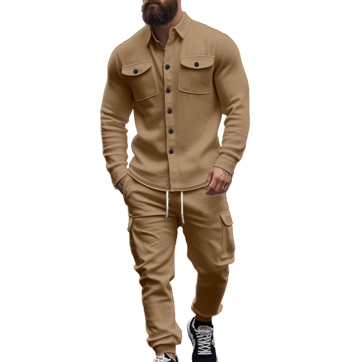 Men's Cargo Shirt and Jogging Pants Set Chic and Style