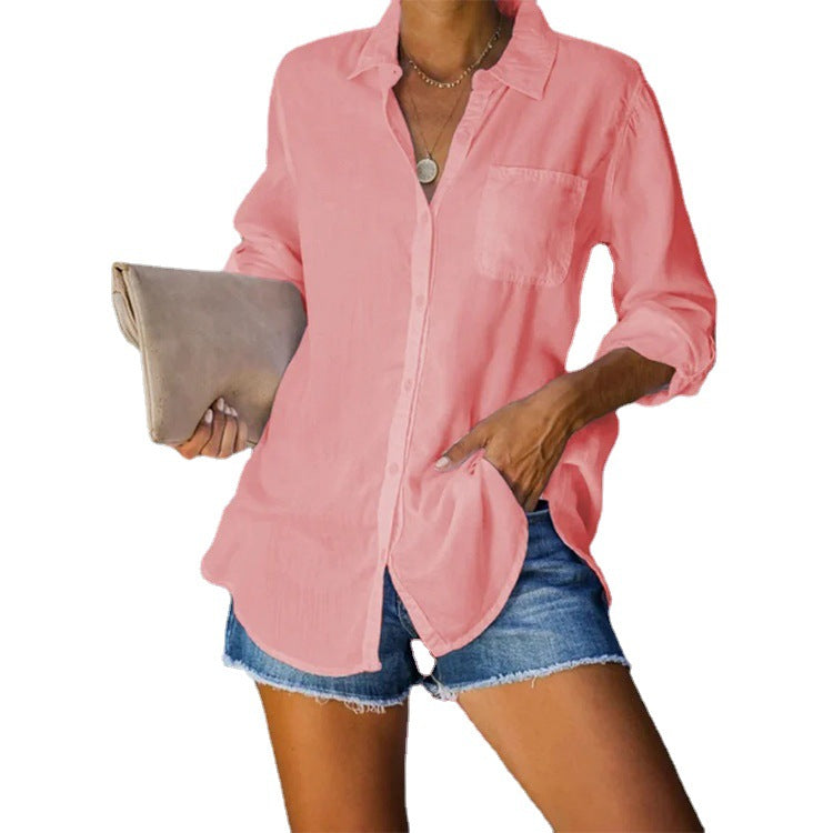 Chemise blouse pour femmes en coton léger avec col classique Chic und Stil