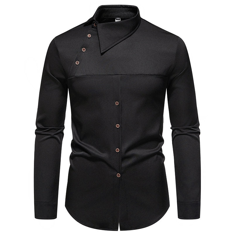 Chemise à manches longues pour hommes avec col innovant et design asymétrique Chic und Stil