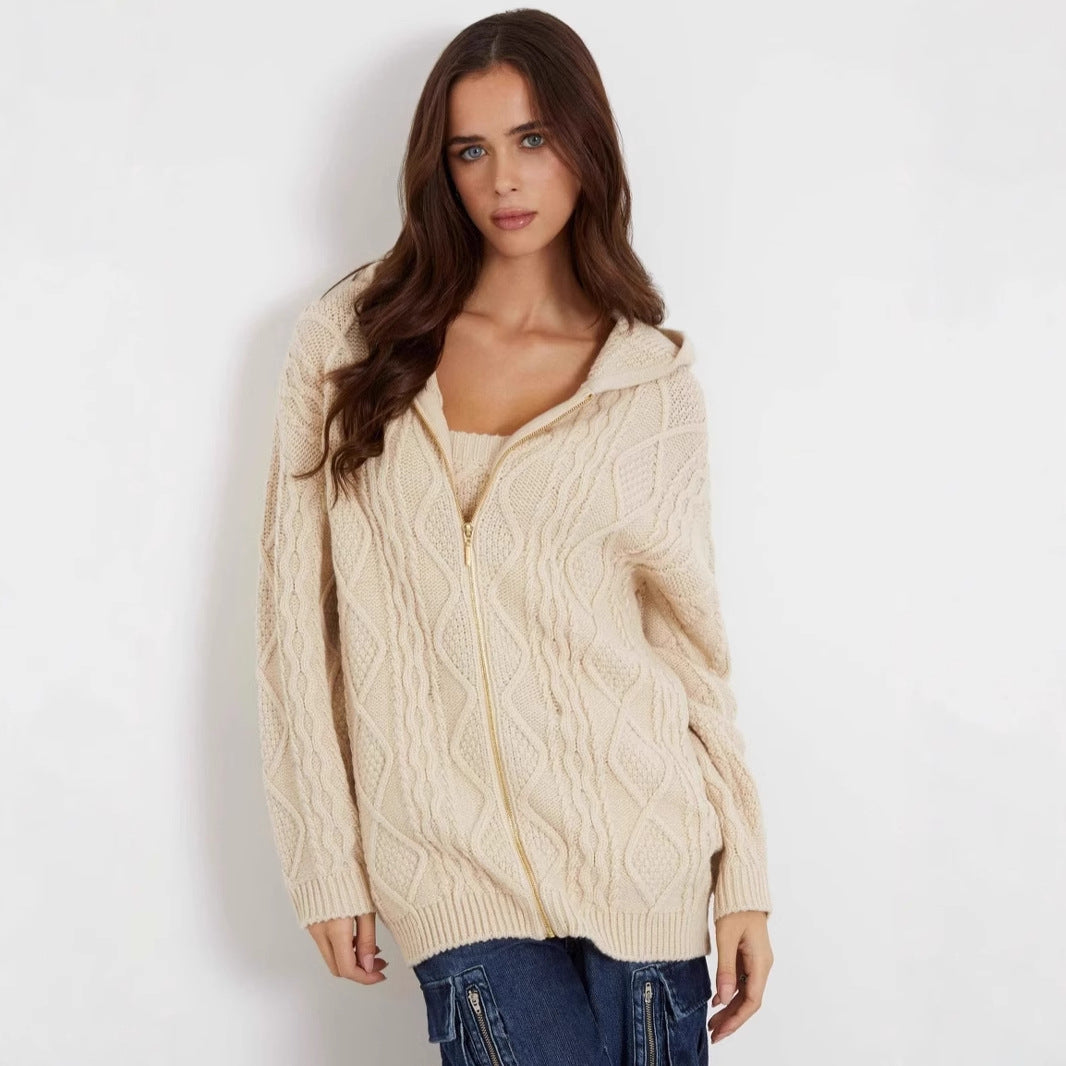 Dames cardigan avec capuche et fermeture éclair Chic und Stil