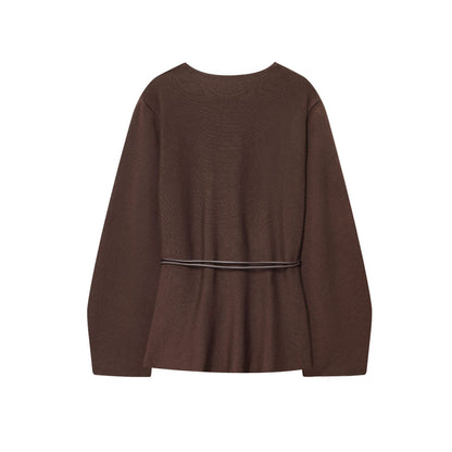 Dames haut ajusté à col en V avec ceinture à nouer Chic und Stil