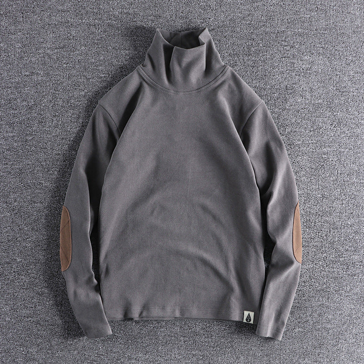 Pull en polaire à col montant pour hommes avec des coudières contrastantes Chic und Stil