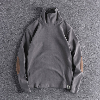 Pull en polaire à col montant pour hommes avec des coudières contrastantes Chic und Stil