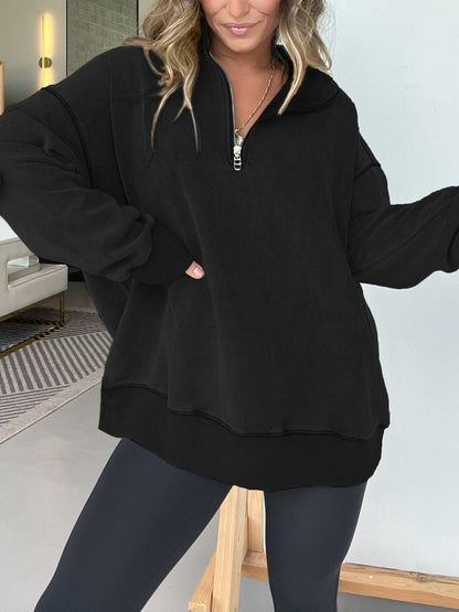 Ladies Comfortable Fleece Pullover with Half-Zip Chic and Style