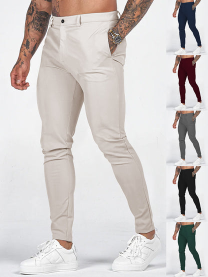 Modern Slim-Fit Chino Pants for Men with Elastic Waist Chic and Style