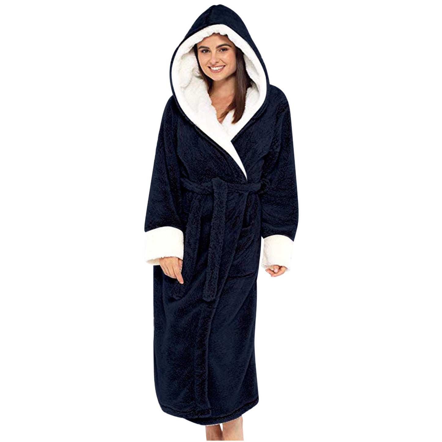 Ladies Cozy Fleece Robe with Hood and Belt Chic and Style