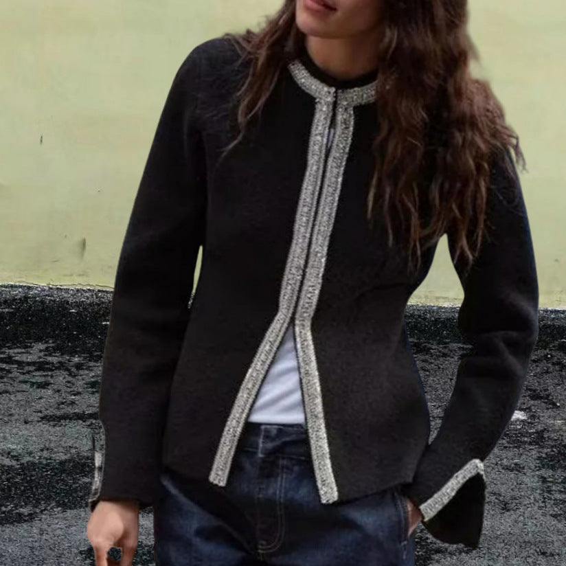 Dames Élégante Blazer avec de fins détails en bordure Chic und Stil