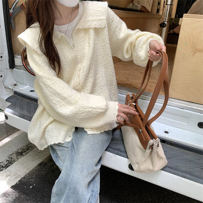 Dames Cardigan doux et structuré avec grand col Chic und Stil