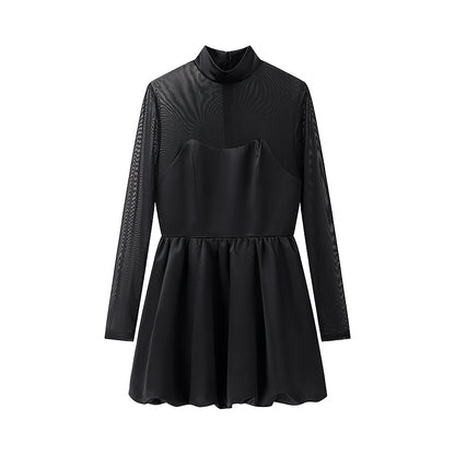 Robe d'inauguration élégante pour femmes avec manches transparentes et col haut Chic und Stil