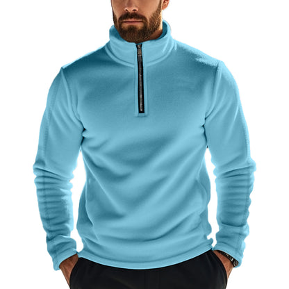 Men's Fleece Half-Zip Pullover with High Collar Comfortable Chic and Style