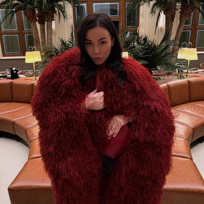 Damen faux fur jacket avec col volumineux et détails élégants Chic und Stil