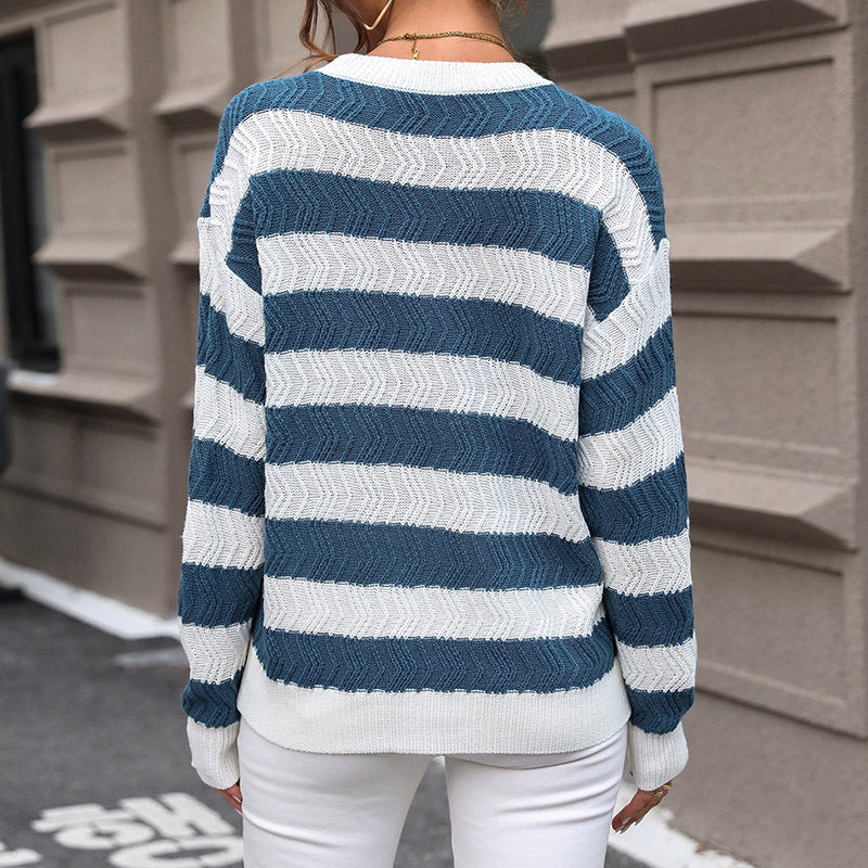 Femme Pull en tricot rayé structuré Chic und Stil