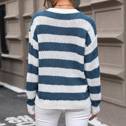 Femme Pull en tricot rayé structuré Chic und Stil