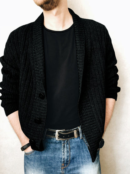 Men's knitted jacket with deep collar Chic and Style