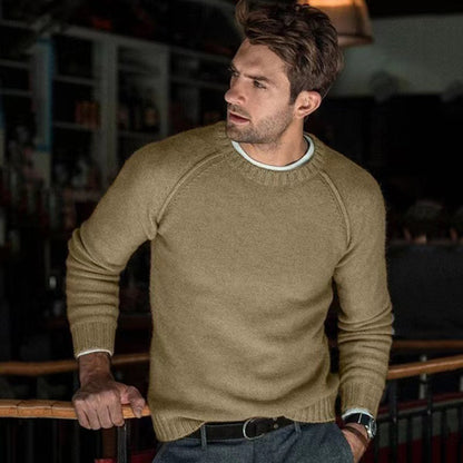 Pull-over rond col ras du cou pour hommes en tricot fin Chic und Stil