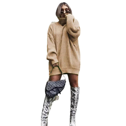 Dames gros pull en tricot avec col montant et silhouette décontractée Chic und Stil