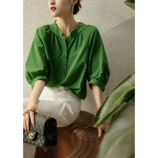 Blouse pour femmes avec fermeture à boutons et manches bouffantes Chic und Stil