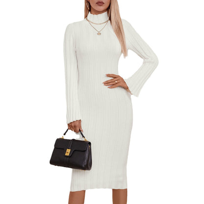 Robes en tricot élégantes pour femmes avec col montant et structure à côtes Chic und Stil