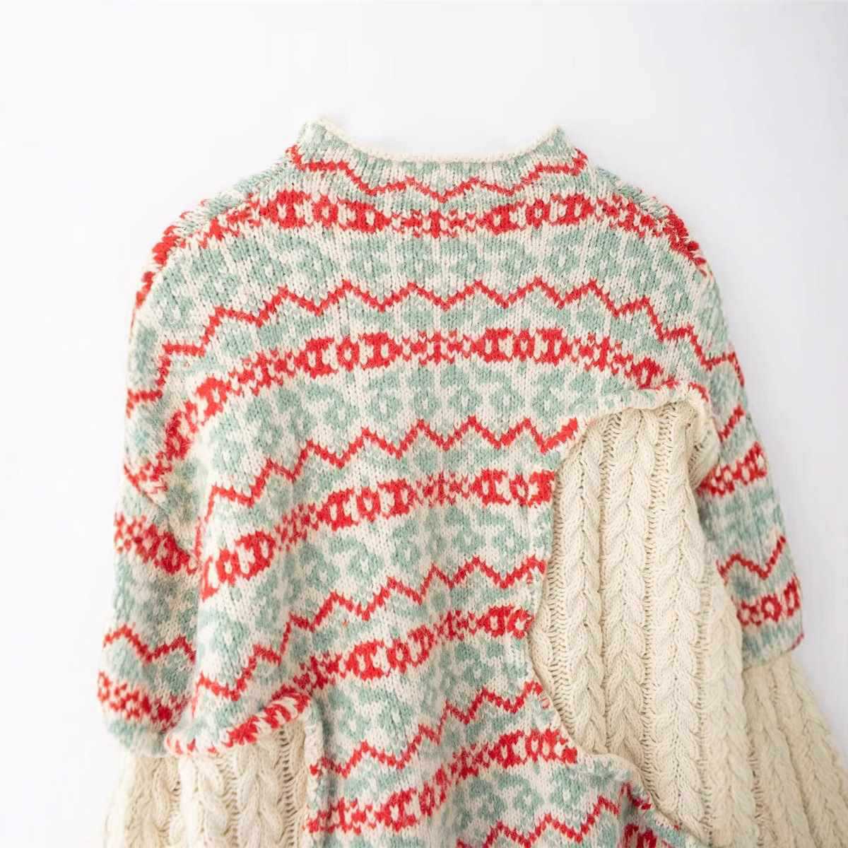 Damen trendiger Strickpullover mit ethnic Muster Chic und Stil