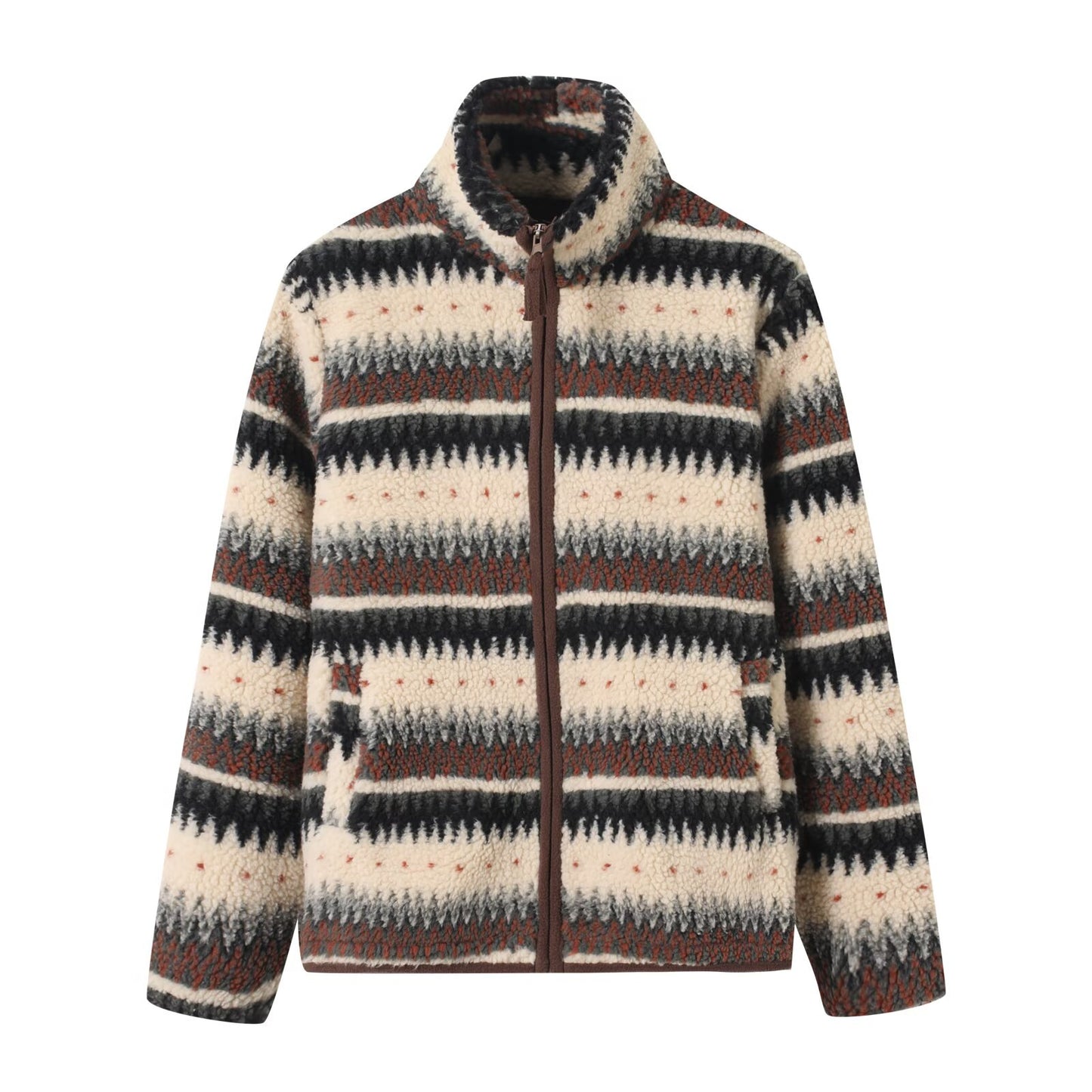 Veste en polaire pour femmes avec col haut et motif tendance Chic & Stil