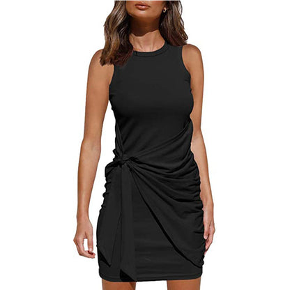 Robe Mini Drapée Tournée Sans Manches Chic und Stil