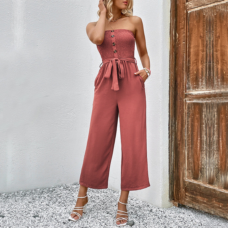 Dame sans manches combinaison à jambes larges avec détails de bouton Chic und Stil