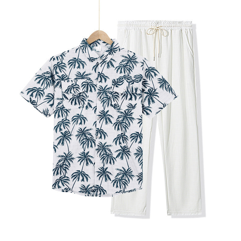 Casual men's outfit with tropical print and comfortable pants Chic and Style