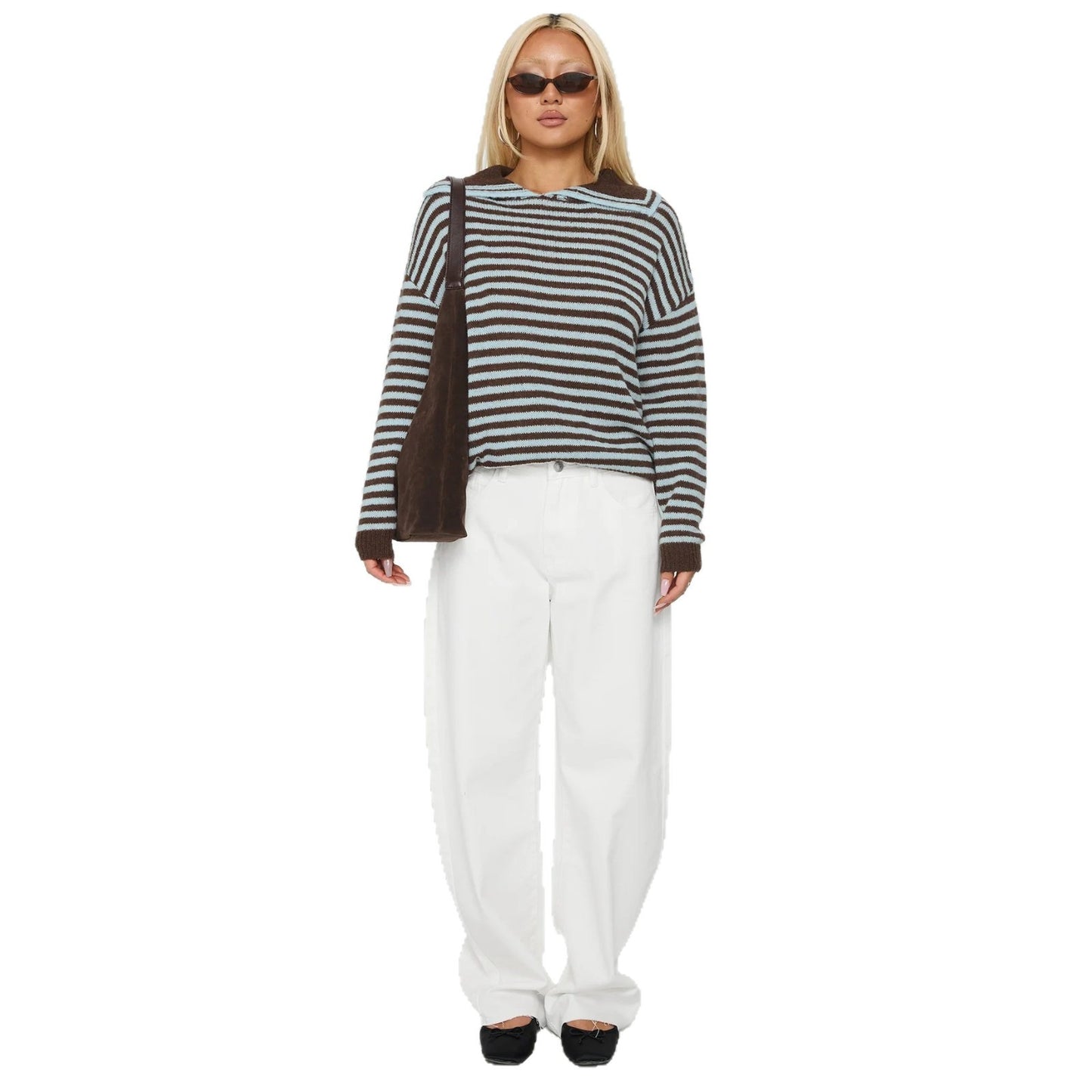 Pull rayé pour dames avec capuche décontractée et matériau doux Chic und Stil