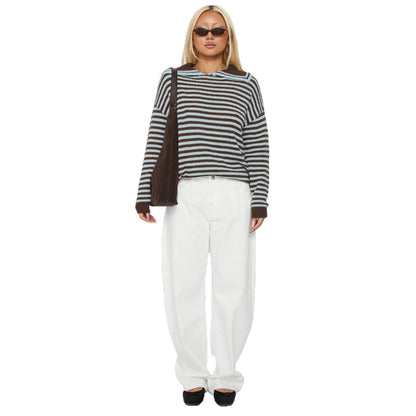 Pull rayé pour dames avec capuche décontractée et matériau doux Chic und Stil