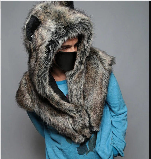 Men's Plush Hooded Cape Chic and Style