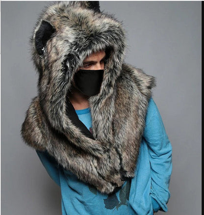 Men's Plush Hooded Cape Chic and Style