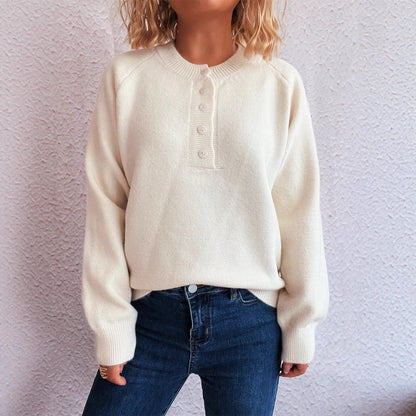 Pull en tricot confortable pour femmes avec détails de boutons Chic und Stil