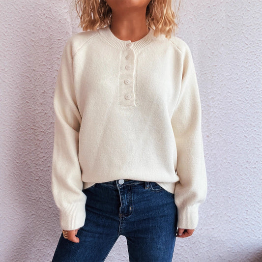 Pull en tricot confortable pour femmes avec détails de boutons Chic und Stil