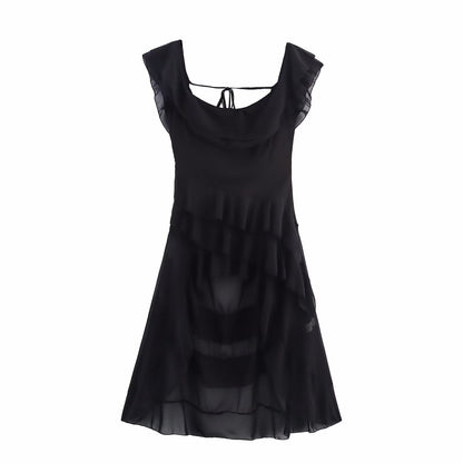 Robe maxi off-shoulder pour femmes avec des détails de volants volumineux et un ourlet flottant Chic und Stil