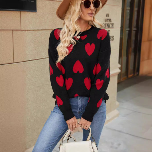 Pull décontracté pour femmes avec motif en cœur et coupe ample Chic und Stil