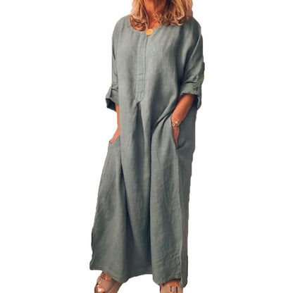 Robe décontractée en lin pour femmes avec poches pratiques et détails de boutons élégants Chic und Stil