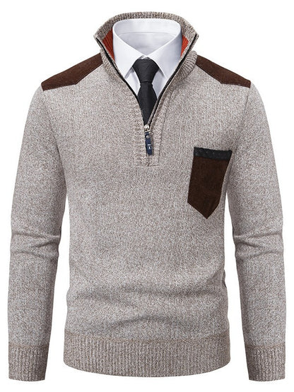 Fashionable men's pullover with short zipper and elegant details Chic and Style