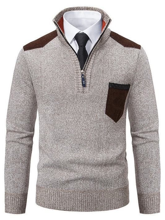 Fashionable men's pullover with short zipper and elegant details Chic and Style