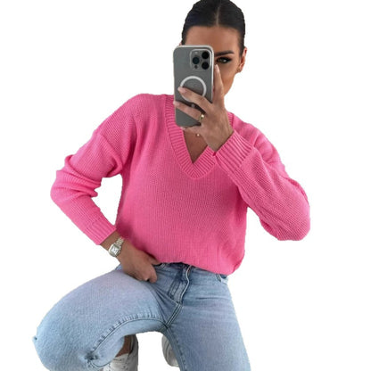 Pull en tricot pour femmes avec décolleté en V plongeant et coupe décontractée Chic und Stil