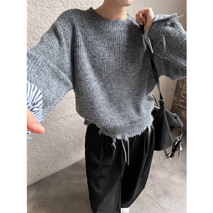 Pull over size ample décontracté pour femmes avec ourlet individuel Chic und Stil