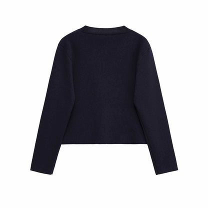 Damen zeitloses Strickoberteil mit elegantem Knopfdetail Chic und Stil