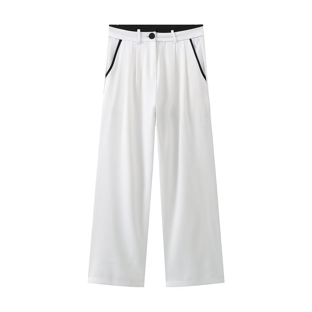 Elegant wide pants for women with side pockets and chic belt details