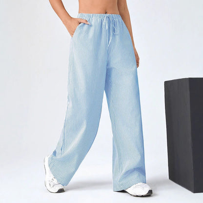 Pantalons larges pour femmes à rayures avec ceinture élastiquée confortable Chic und Stil