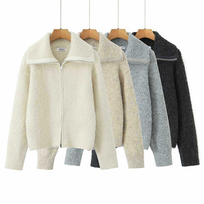 Dames confortable veste en polaire avec col montant et fermeture éclair Chic und Stil