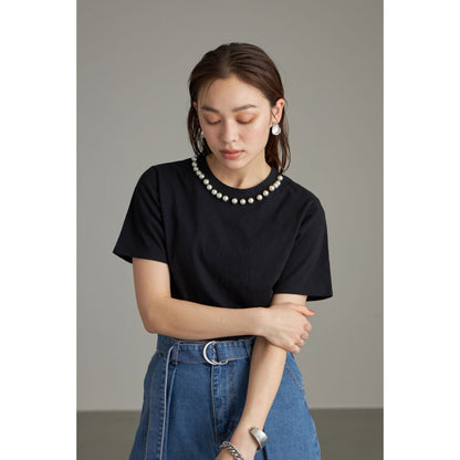 Dames Élégante blouse de loisir accentuée de perles Chic und Stil